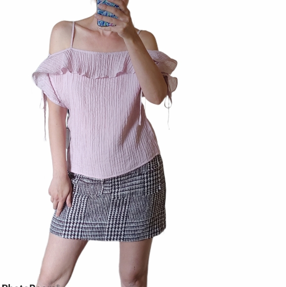 Line and Dot Revolve tweed plaid mini skirt with pockets Y2K style size Medium - Picture 9 of 10